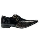Sapato Masculino Em Couro Preto Flower - Veneza Collection - Ref: 7105 - Preto Luxo