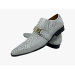 Sapato Masculino Italiano Em Couro Social Branco Cobra Bico Fino Ref: D713