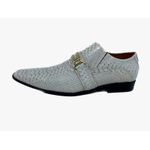 Sapato Masculino Italiano Em Couro Social Branco Cobra Bico Fino Ref: D713