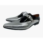 Sapato Masculino Italiano Em Couro Social Prata Croco Ref: D729 Outlet