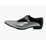 Sapato Masculino Italiano Em Couro Social Prata Croco Ref: D729 Outlet