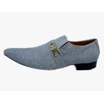 Sapato Masculino Italiano Em Brim Jeans Cinza Ref: D744