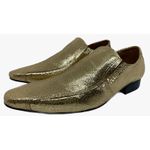 Mocassim Masculino Italiano Em Couro Dourado Verniz Molhado Ref: D753