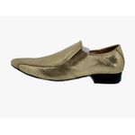 Mocassim Masculino Italiano Em Couro Dourado Verniz Molhado Ref: D753