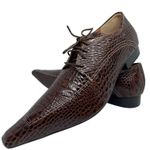 Sapato Masculino Italiano Em Couro Marrom Executivo Croco Ref: D608 Outlet