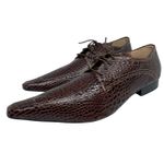 Sapato Masculino Italiano Em Couro Marrom Executivo Croco Ref: D608 Outlet