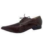 Sapato Masculino Italiano Em Couro Marrom Executivo Croco Ref: D608 Outlet