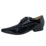 Sapato Masculino Italiano Em Couro Preto Executivo Croco Ref: D611