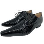 Sapato Masculino Italiano Em Couro Preto Executivo Croco Ref: D611