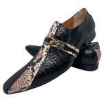 Sapato Masculino Italiano Em Couro Preto Social Croco Ref: D618