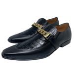 Sapato Masculino Italiano Em Couro Preto Social Croco Verniz Ref: D624