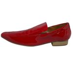 Mocassim Masculino Italiano Em Couro Vermelho Verniz Ref: D629