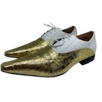 Sapato Masculino Italiano Em Couro Executivo Ouro Quadriculado Croco D638