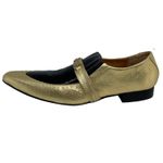 Sapato Masculino Italiano Em Couro Social Ouro Glitter D641