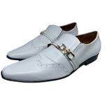 Sapato Masculino Italiano Em Couro Branco Verniz Molhado Ref: D659