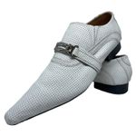 Sapato Masculino Italiano Em Couro Branco Aerado Ref: D662