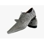 Sapato Masculino Italiano Em Couro Prateado Executivo Glitter Ref: D671