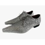 Sapato Masculino Italiano Em Couro Prateado Executivo Glitter Ref: D671