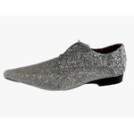 Sapato Masculino Italiano Em Couro Prateado Executivo Glitter Ref: D671