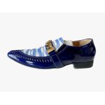 Sapato Masculino Italiano Em Couro Social Azul Serpente Verniz Ref: D679