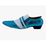 Sapato Masculino Italiano Em Couro Azul Verniz Molhado Ref: D776