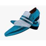 Sapato Masculino Italiano Em Couro Azul Verniz Molhado Ref: D776