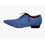 Sapato Masculino Italiano Em Couro Social Azul Pontilhado Ref: D789