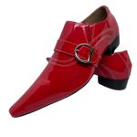 Sapato Masculino Italiano Em Couro Social Vermelho Ref: D818