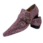 Sapato Masculino Italiano Em Couro Social Rosa Glitter Ref: D820 Copia