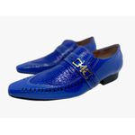 Sapato Masculino Italiano Em Couro Social Azul Croco Ref: D823