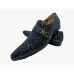 Sapato Masculino Italiano Em Couro Social Preto Glitter Ref: D826