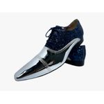 Sapato Masculino Italiano Em Couro Social Azul Glitter Ref: D835