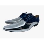 Sapato Masculino Italiano Em Couro Social Azul Glitter Ref: D835