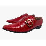 Sapato Masculino Italiano Em Couro Social Vermelho Croco Ref: D850