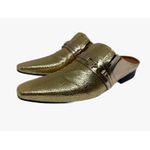 Babuche Masculino Em Couro Social Dourado Verniz Molhado Ref: BB1082