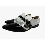 Sapato Masculino Italiano Em Couro Preto e Branco Envernizado Ref: D856