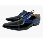 Sapato Masculino Italiano Em Couro Preto Com Azul Envernizado Ref: D858