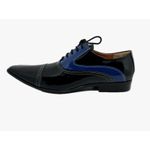 Sapato Masculino Italiano Em Couro Preto Com Azul Envernizado Ref: D858