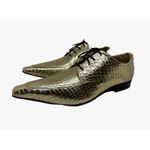 Sapato Masculino Italiano Em Couro Dourado Bico Fino Ref: D873