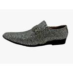 Sapato Masculino Italiano Em Couro Prateado Glitter Ref: D881