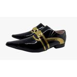 Sapato Masculino Italiano Em Couro Preto e Dourado Ref: D897