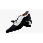 Sapato Masculino Italiano Em Couro Preto e Branco Bico Fino Ref: D910