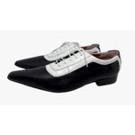 Sapato Masculino Italiano Em Couro Preto e Branco Bico Fino Ref: D910