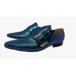 Sapato Masculino Italiano Em Couro Azul Réptil Ref: D911