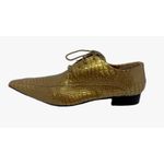 Sapato Masculino Italiano Em Couro Dourado Réptil Ref: D912