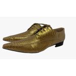 Sapato Masculino Italiano Em Couro Dourado Réptil Ref: D912