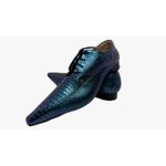 Sapato Masculino Italiano Em Couro Azul Réptil Bico Fino Ref: D920