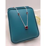 Colar Choker Em Prata 925 Com Pingente Redondo Cravejado Com Zircônias Vermelha