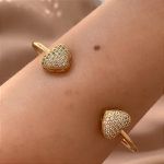 Bracelete de Coração com Zircônias Banhado a Ouro 
