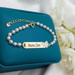 Pulseira Personalizada Infantil Banhada Com Detalhe De Borboleta